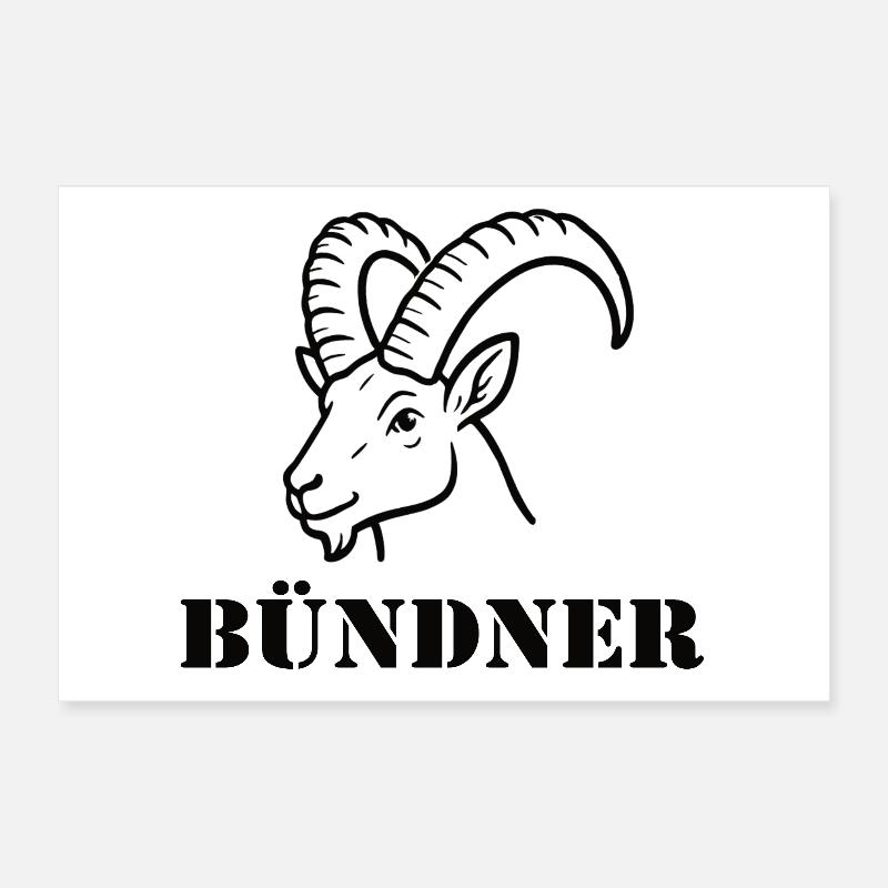 Graubünden Alpine Bock Poster 12" x 8" (30x20 cm)