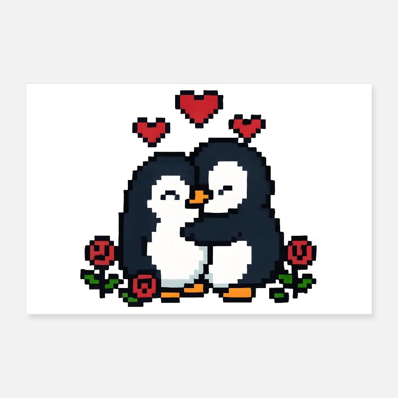Pixel Penguin Poster 12" x 8" (30x20 cm)