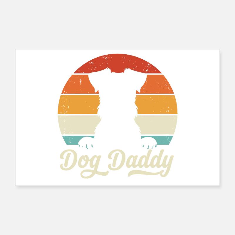 Papa de chien rétro Papa de Coucher de soleil Drôle Poster 30 x 20 cm