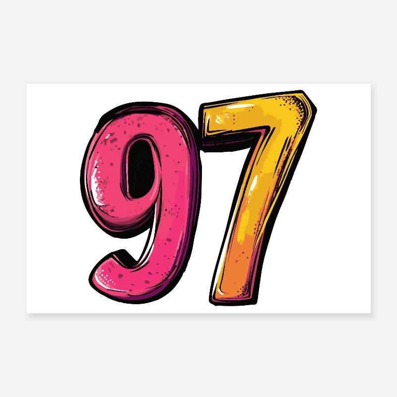 97 Nombre Coloré Poster 30 x 20 cm