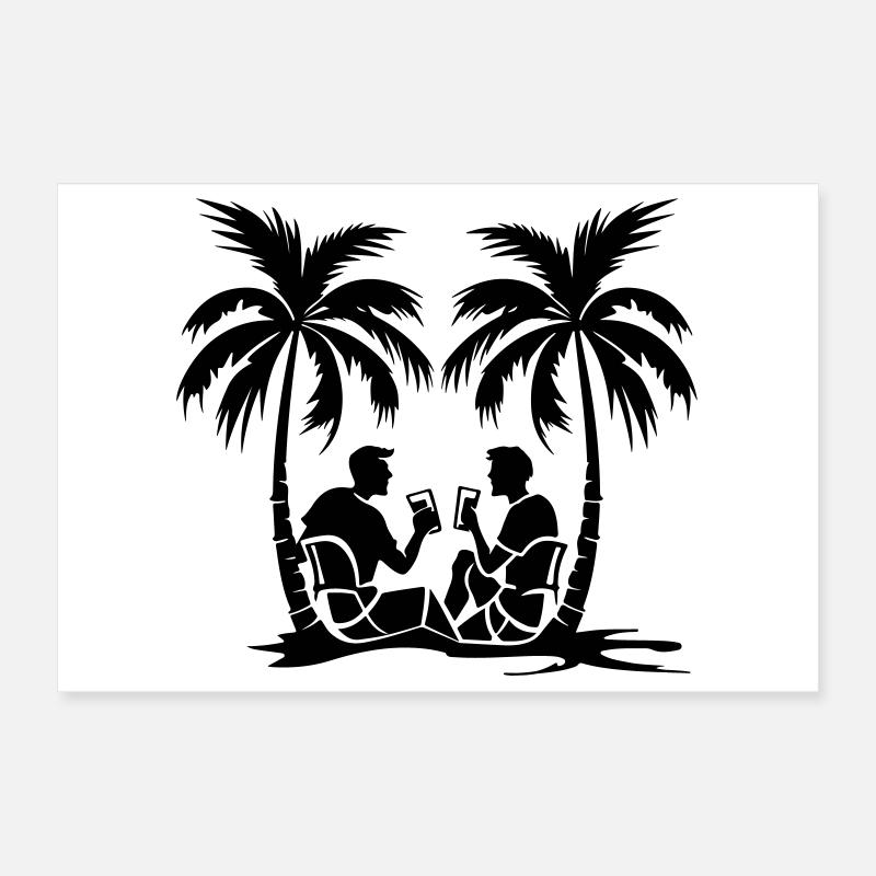 Palmen Party Urlaub Silhouette Poster 30x20 cm