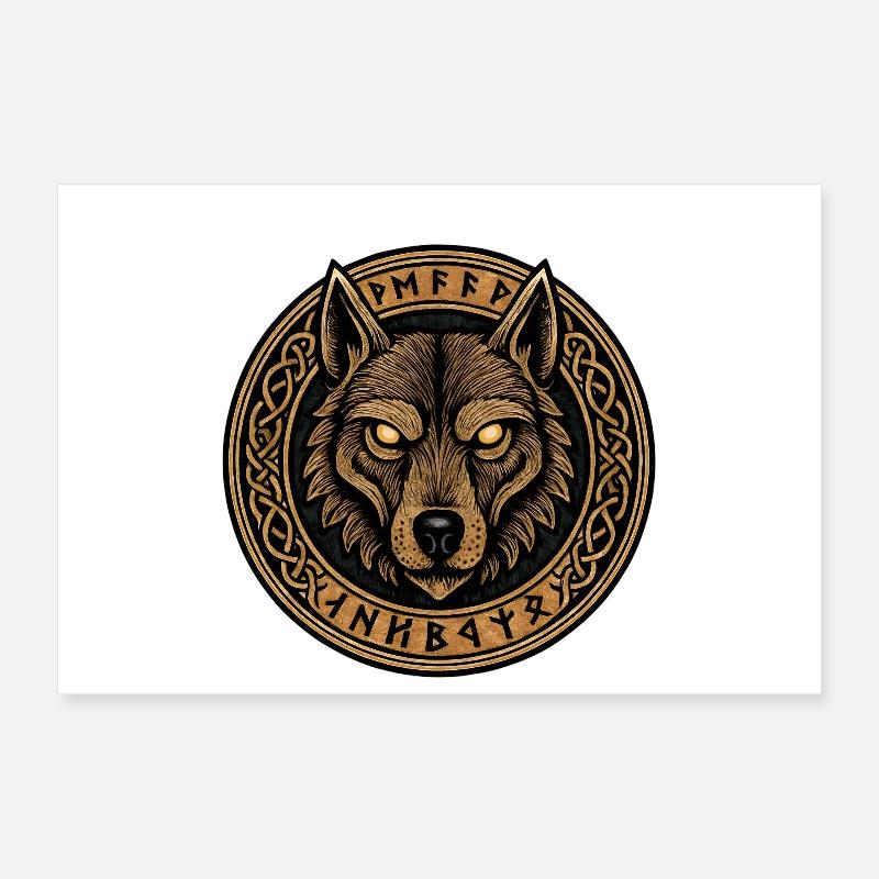 Wolfsring-Emblem mit Runen Poster 30x20 cm