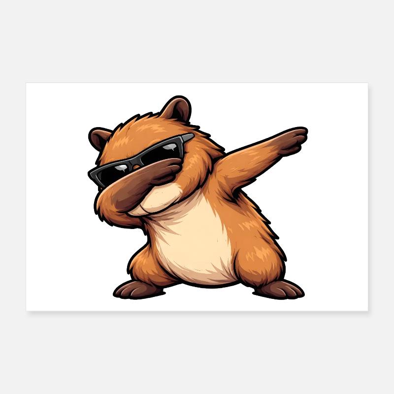 Dabbing Capybara Poster 30x20 cm