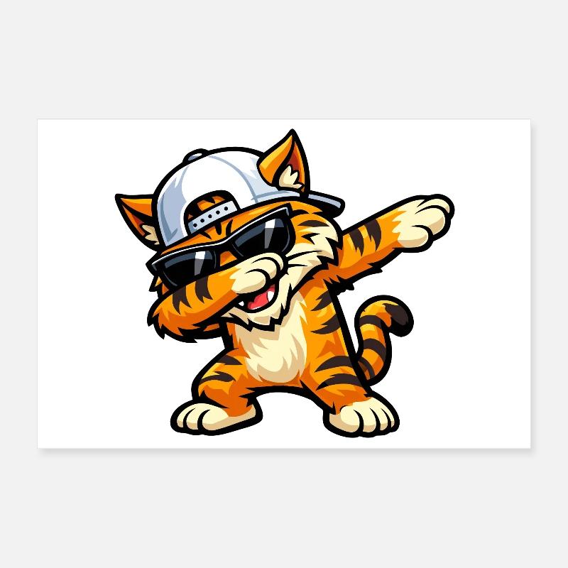 Dabbing Wildcat Poster 30x20 cm