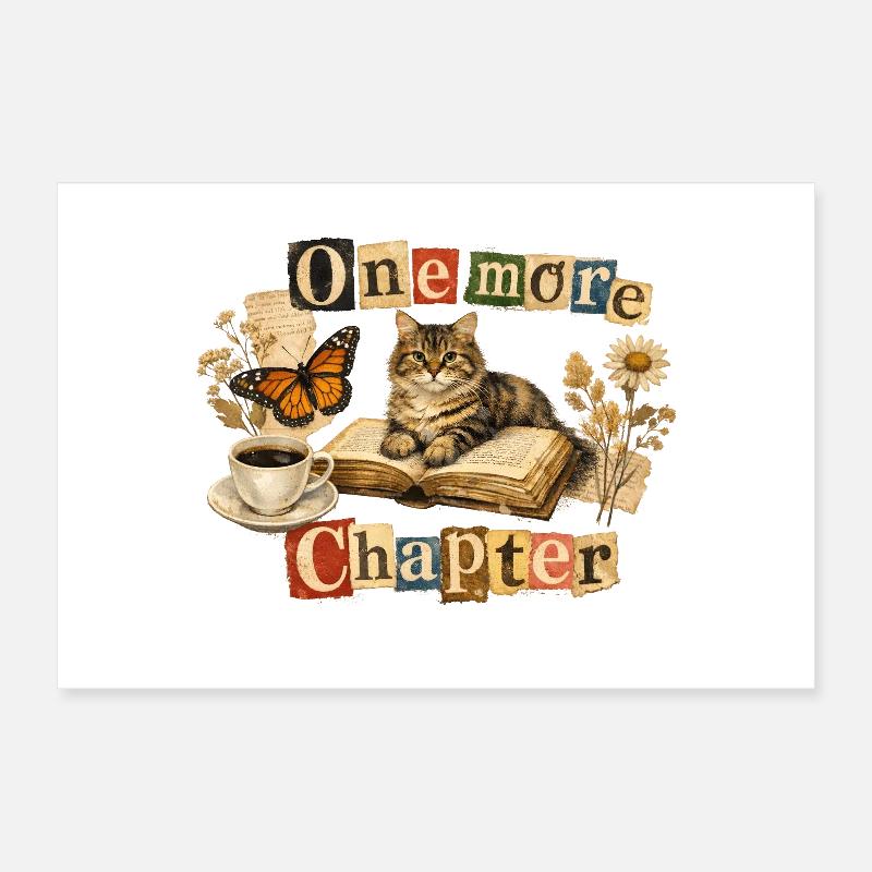 One More Chapter - Cozy Reading Cat Poster 30x20 cm