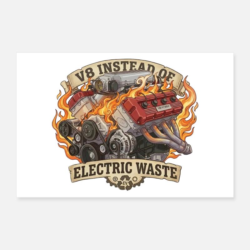 V8 Statt EV – Electric Waste Poster 30x20 cm