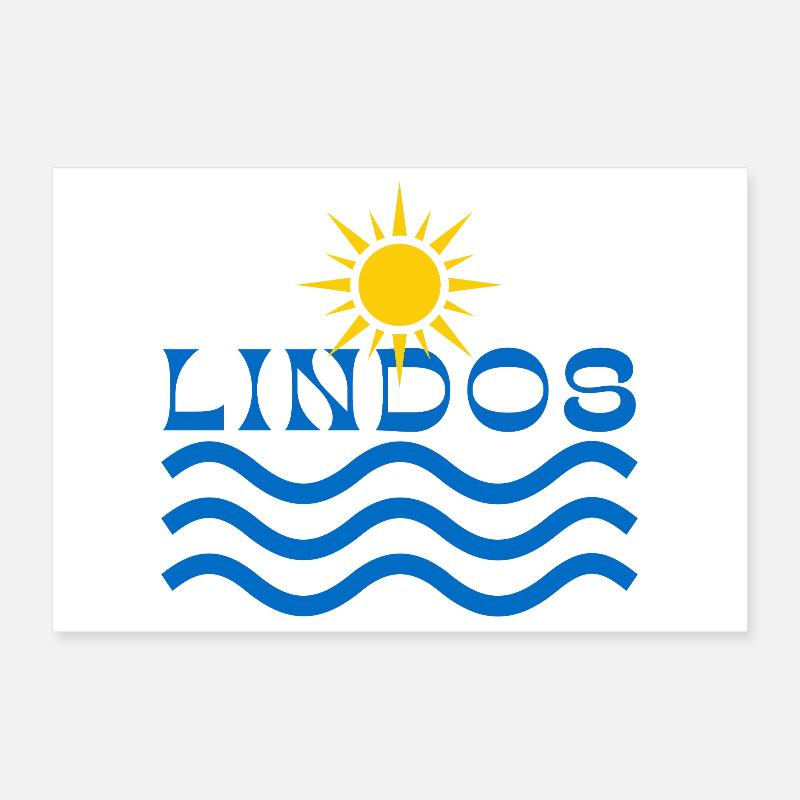 Lindos Sun and Waves Poster 12" x 8" (30x20 cm)