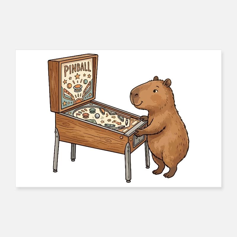 Bear à la table de flipper Poster 30 x 20 cm