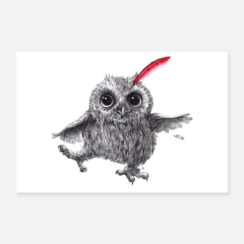 Chief Red - Glückliche Eule Poster 30x20 cm