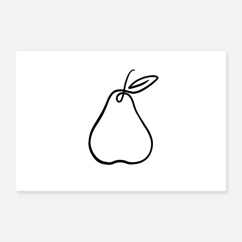 Pear Illustration – Minimal Fruit Design Poster 12" x 8" (30x20 cm)