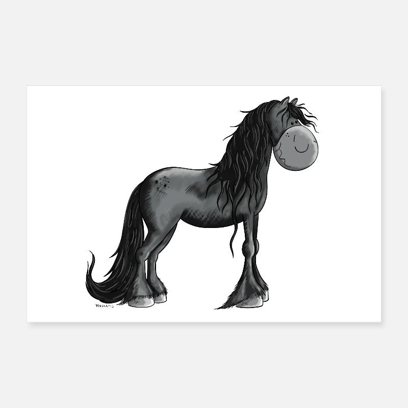 Cheval noir Poster 30 x 20 cm