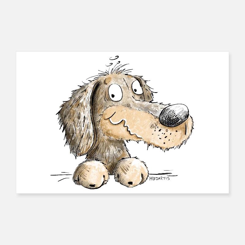 Happy Dachshund I Dachshund I Teckel I Dog Poster 12" x 8" (30x20 cm)