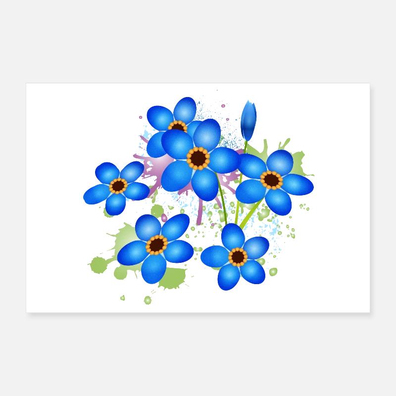 bright blue forget-me-not graffiti Poster 12" x 8" (30x20 cm)
