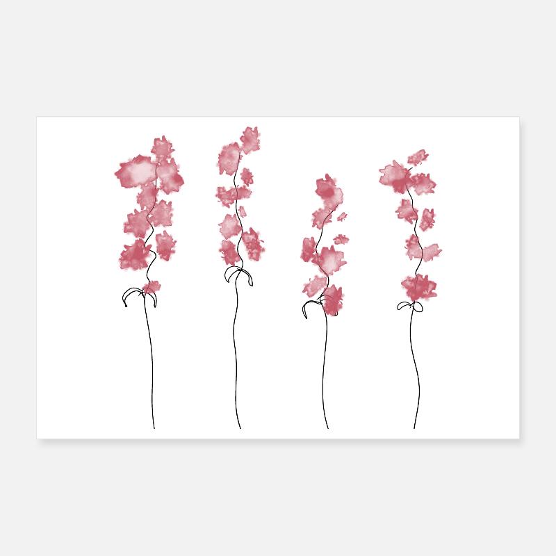 Rosa Blumen Poster 30x20 cm