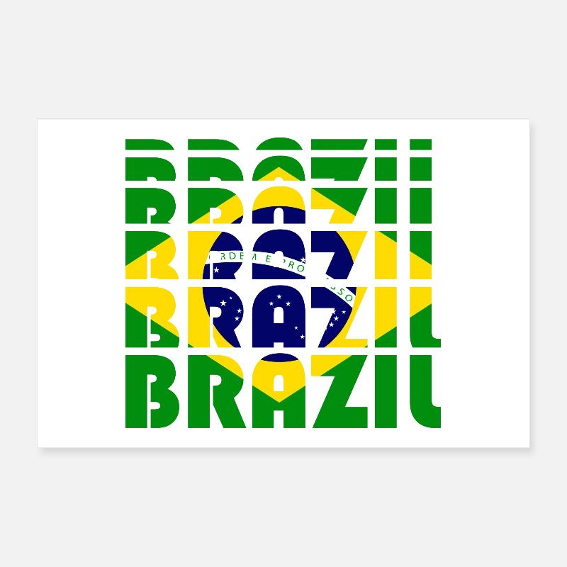 Brazil Flags Grid Pattern Poster 12" x 8" (30x20 cm)