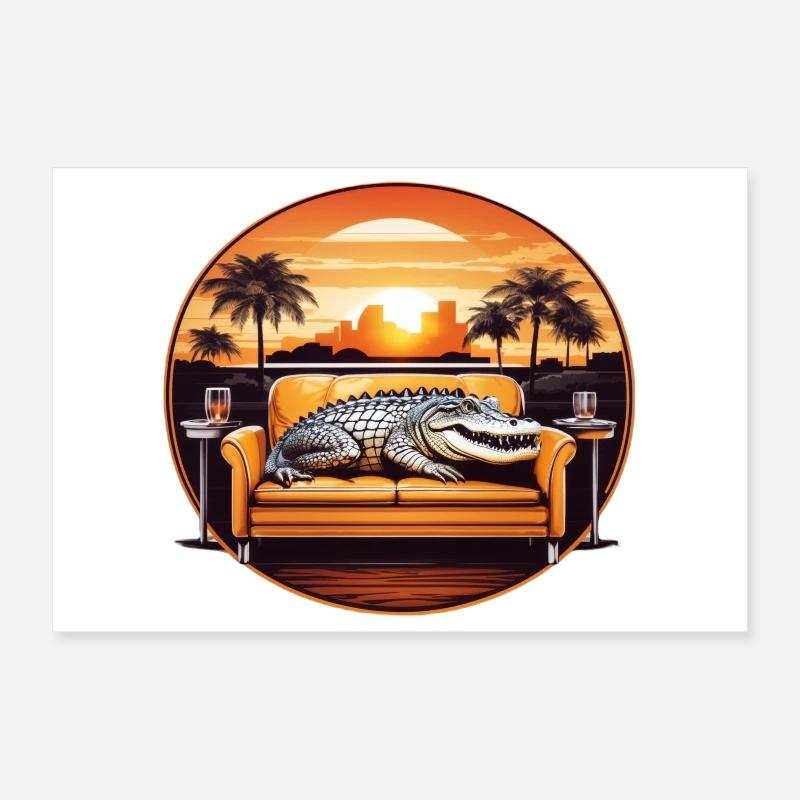 Alligator sur canapé Poster 30 x 20 cm