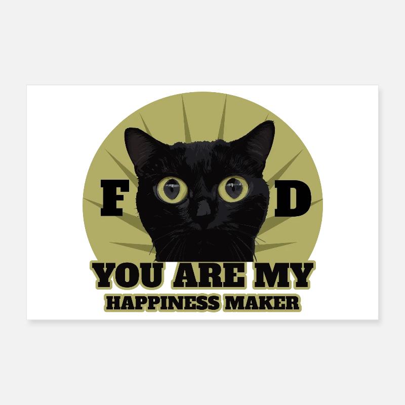 Chat noir mignon Poster 30 x 20 cm