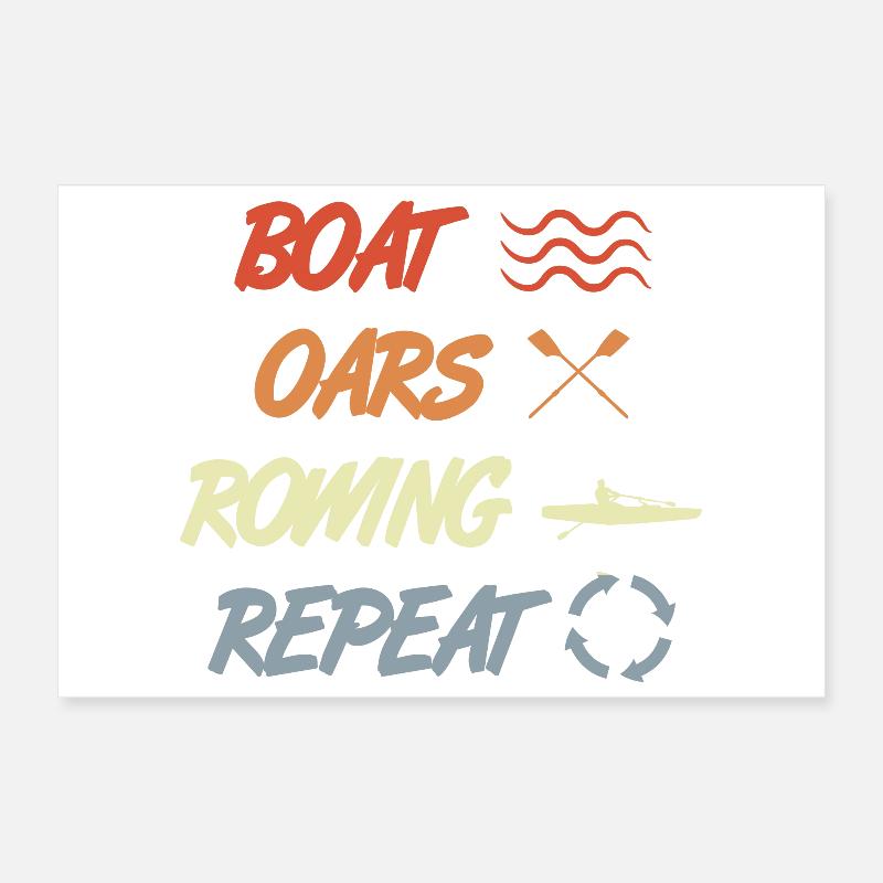 Boat Oars Rowing Repeat Poster 12" x 8" (30x20 cm)