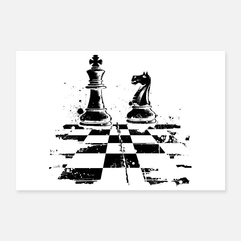 Dames d’échecs et dessin du roi Poster 30 x 20 cm