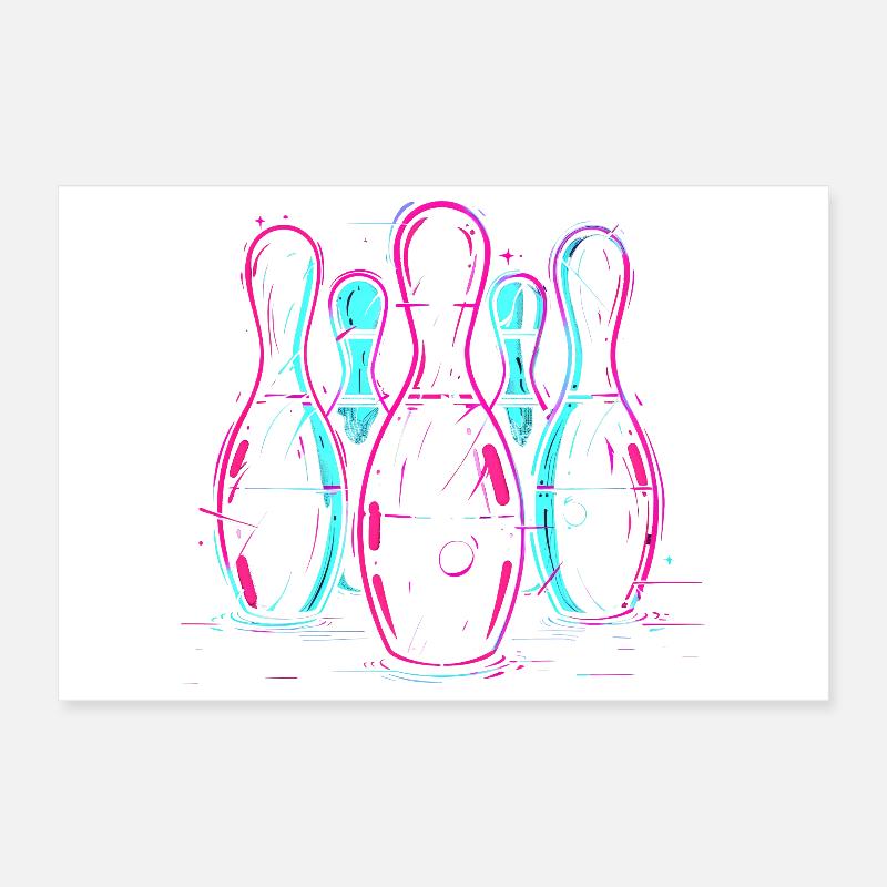 Bowling rétro Synthwave Poster 30 x 20 cm