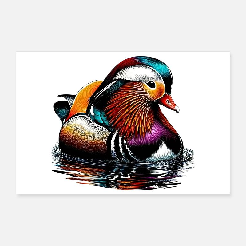 Mandarin duck Poster 12" x 8" (30x20 cm)
