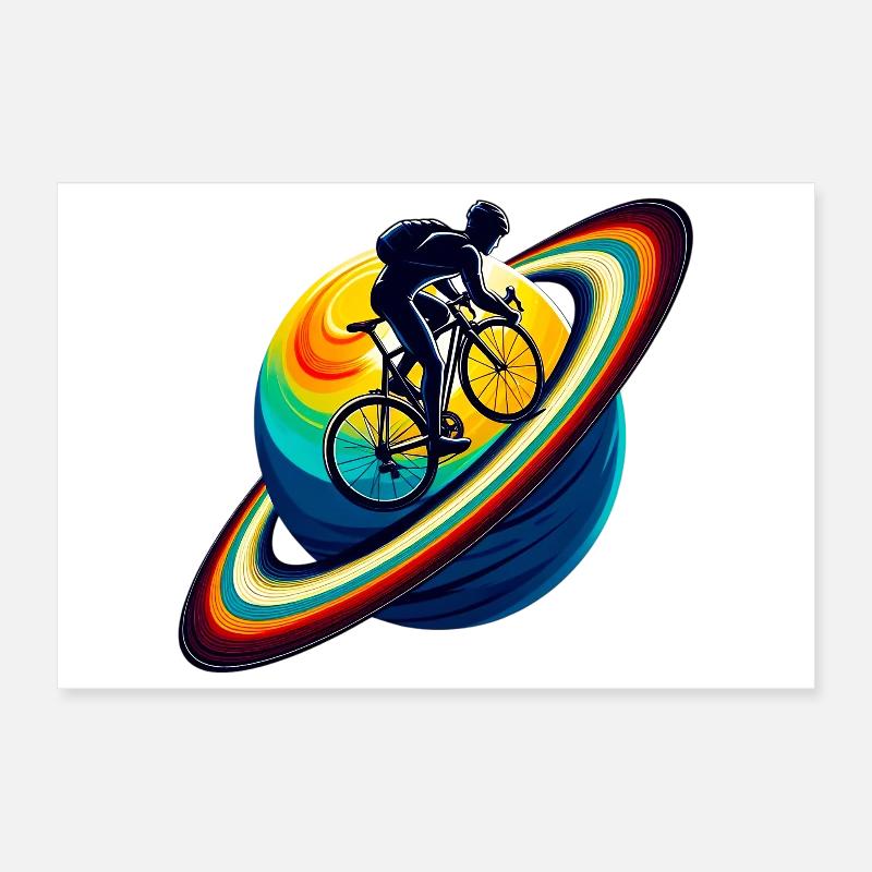Cycliste sur Saturne Poster 30 x 20 cm