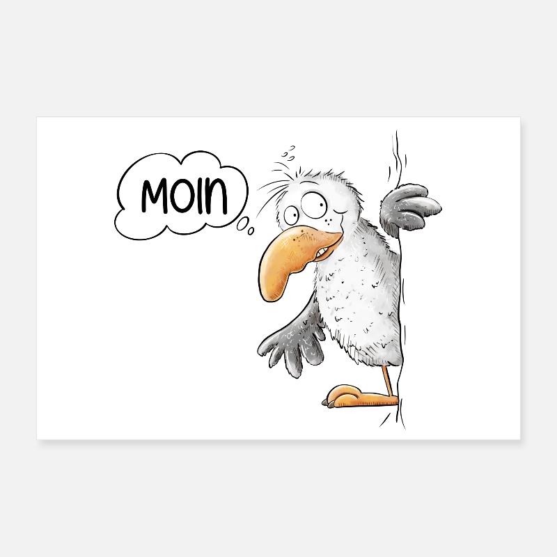 Moin Spruch Möwe Tiermotiv Poster 30x20 cm