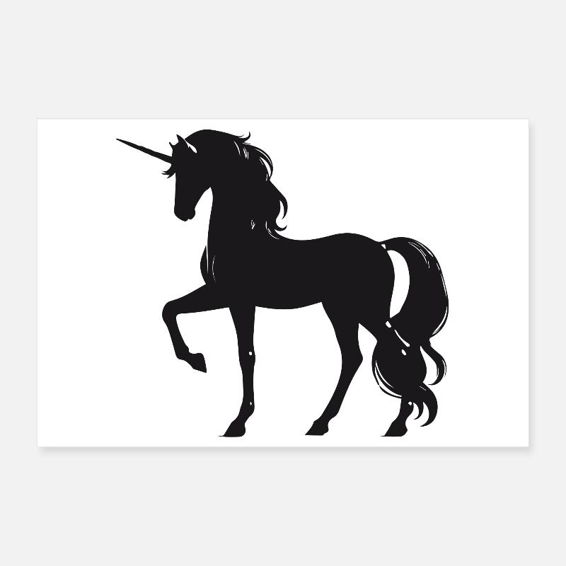 Licorne majestueuse dans le style silhouette Poster 30 x 20 cm