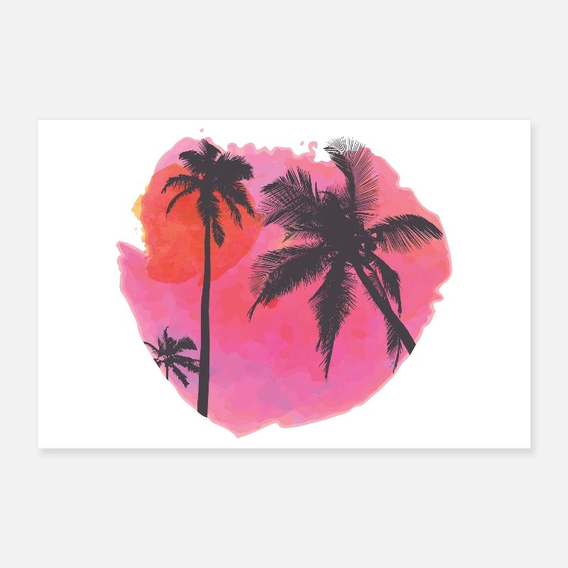 Silhouette de palmier coucher de soleil tropical Poster 30 x 20 cm