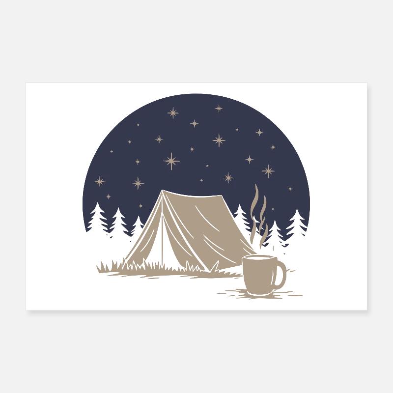 Camping and Coffee Poster 12" x 8" (30x20 cm)