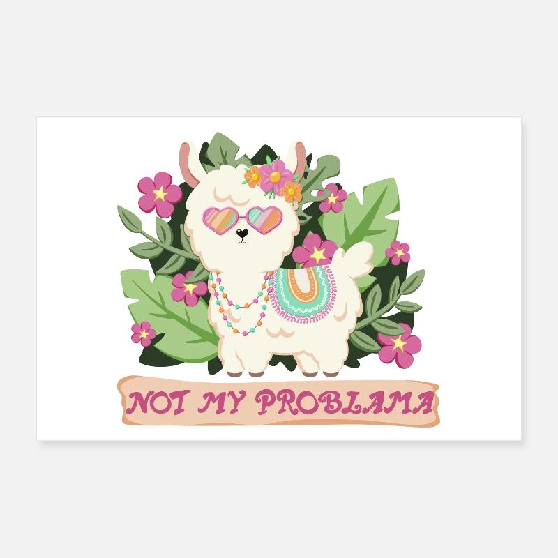 Sommer Lama Alpaka - Not my problem Poster 30x20 cm