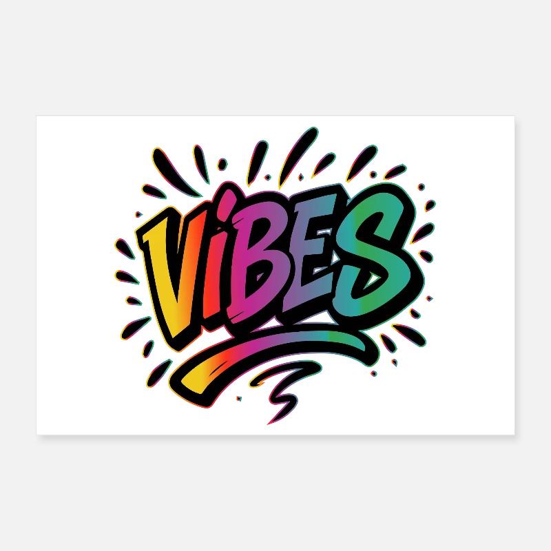 Lettrage graffiti VIBES – Déclaration colorée Poster 30 x 20 cm
