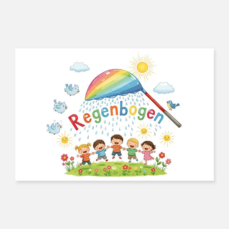 Regenbogen-Kinder-Freude Poster 30x20 cm