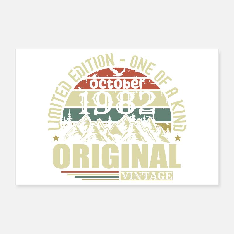 Octobre 1982 - Cadeau d’anniversaire 43 octobre Poster 30 x 20 cm