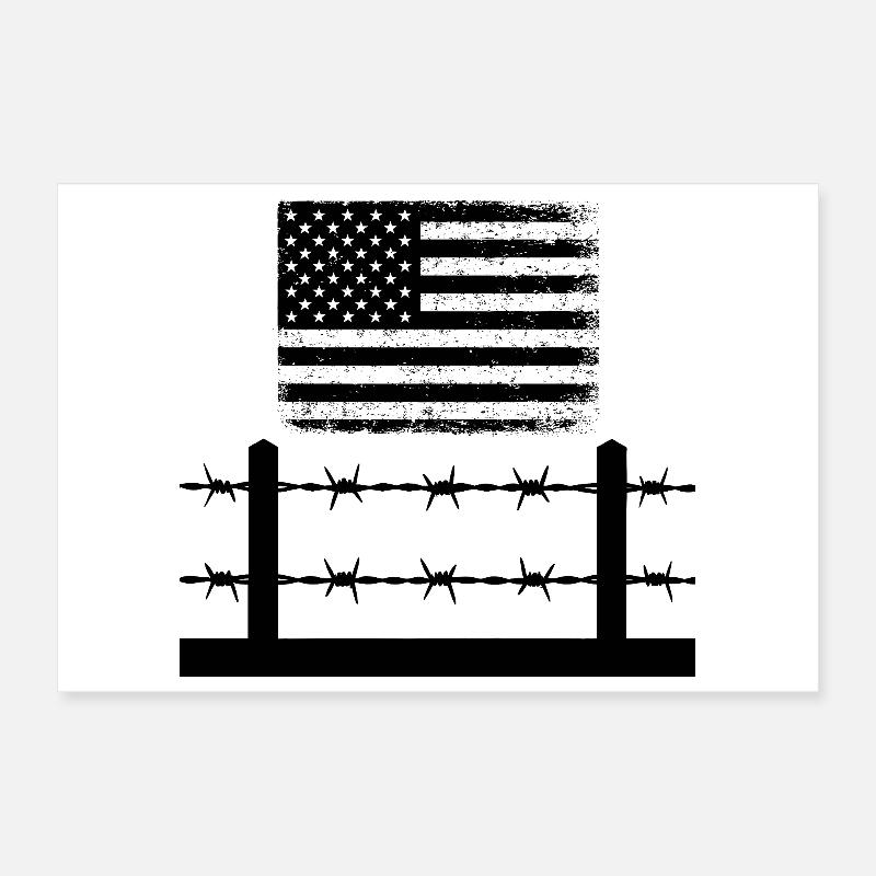 Barbed Wire America Poster 12" x 8" (30x20 cm)
