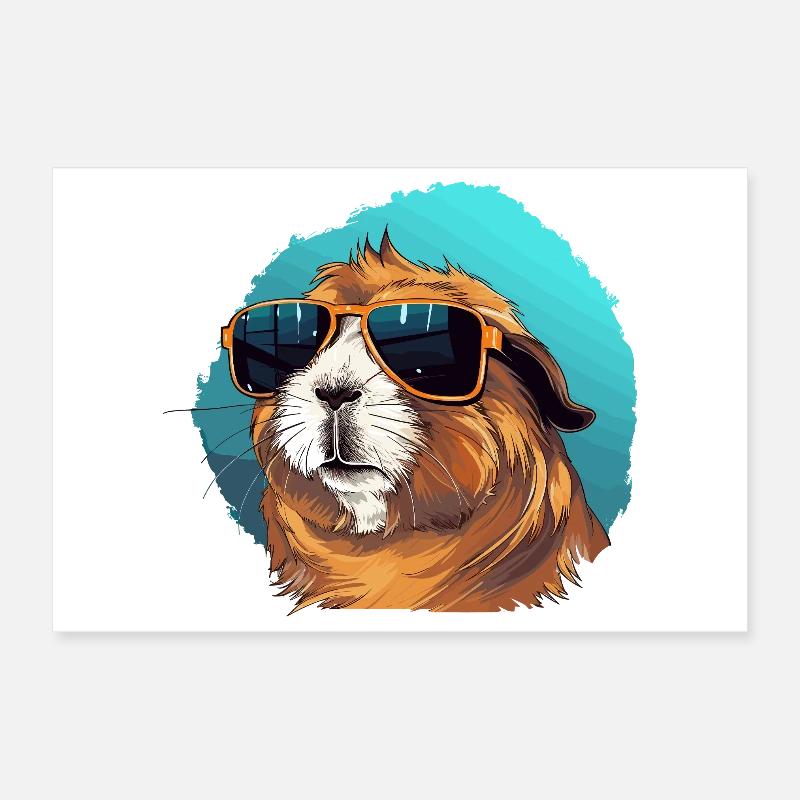 Cochon d’Inde décontracté avec lunettes de soleil Poster 30 x 20 cm
