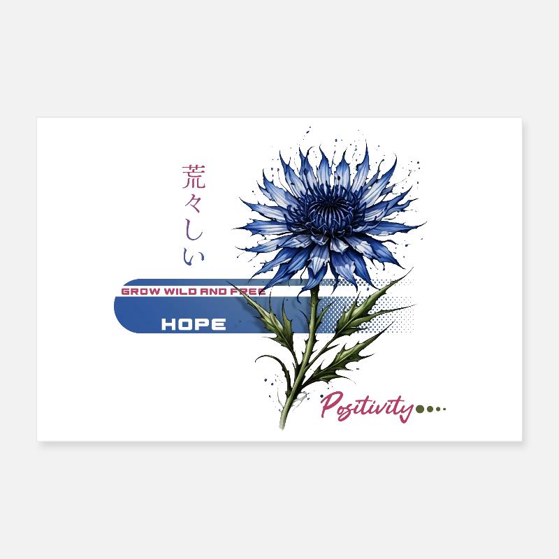 Blue Bloom Hope Poster 12" x 8" (30x20 cm)