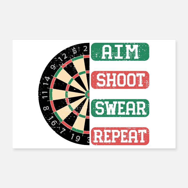 Aim Shoot Wear Repeat Dartboard Style Poster 12" x 8" (30x20 cm)