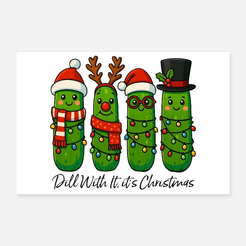 Cornichons de Noël drôles d’aneth avec son design Poster 30 x 20 cm