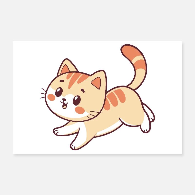 Chaton Joyeux Illustration Poster 30 x 20 cm