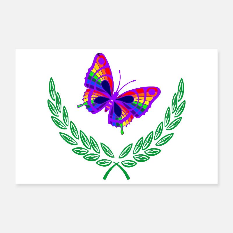 Papillon en couronne de laurier vert Poster 30 x 20 cm