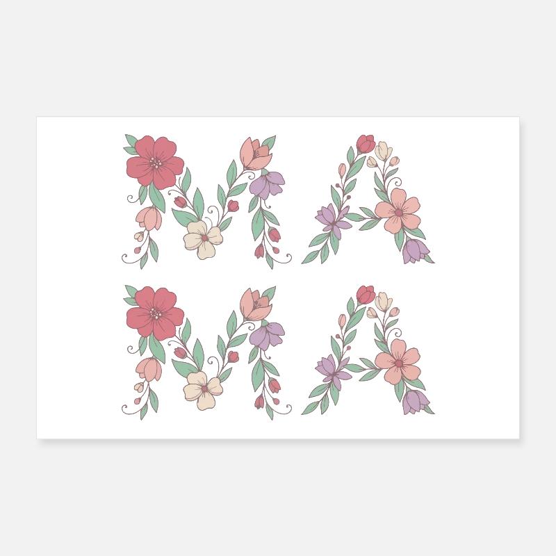 Mama Blumen Floral Schrift Beste Mutter Muttertag Poster 30x20 cm