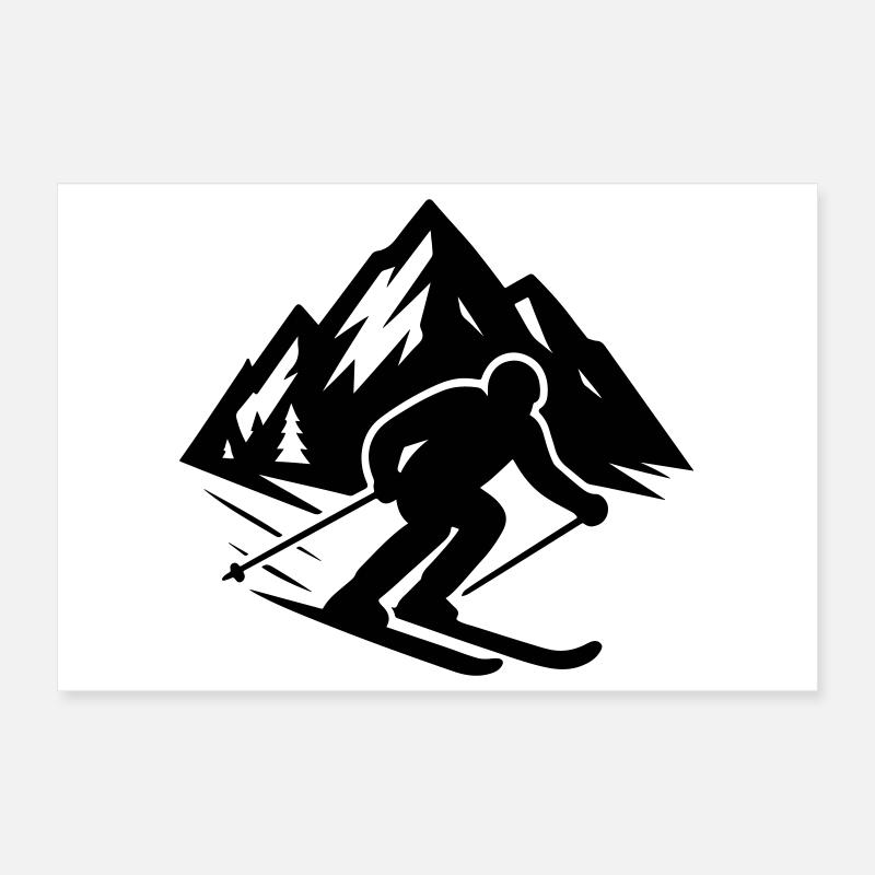 Skiing Mountains Poster 12" x 8" (30x20 cm)