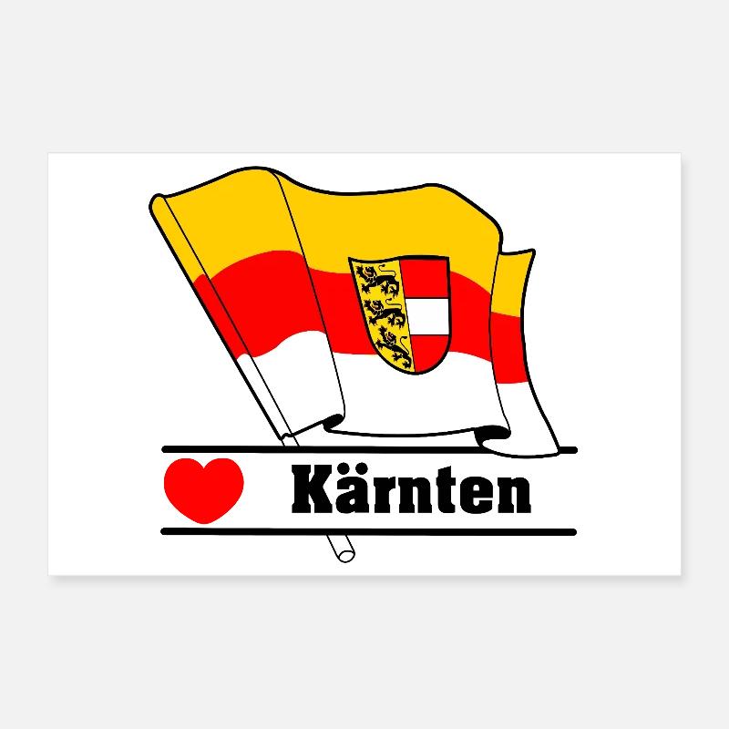 Drapeau du comté de Carinthia avec cœur Poster 30 x 20 cm
