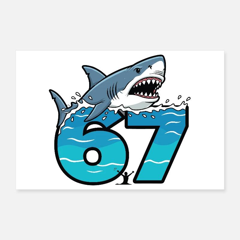 Shark Over 67 Wave Burst Poster 12" x 8" (30x20 cm)