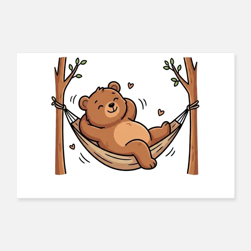 Ours dans le hamac Poster 30 x 20 cm