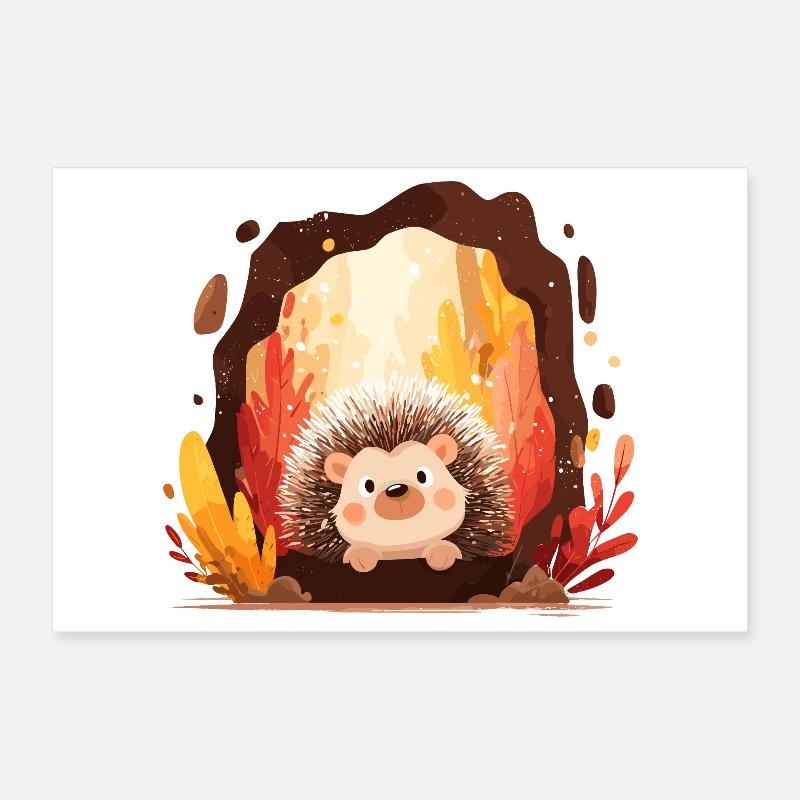 Igel im Herbstwald Poster 30x20 cm