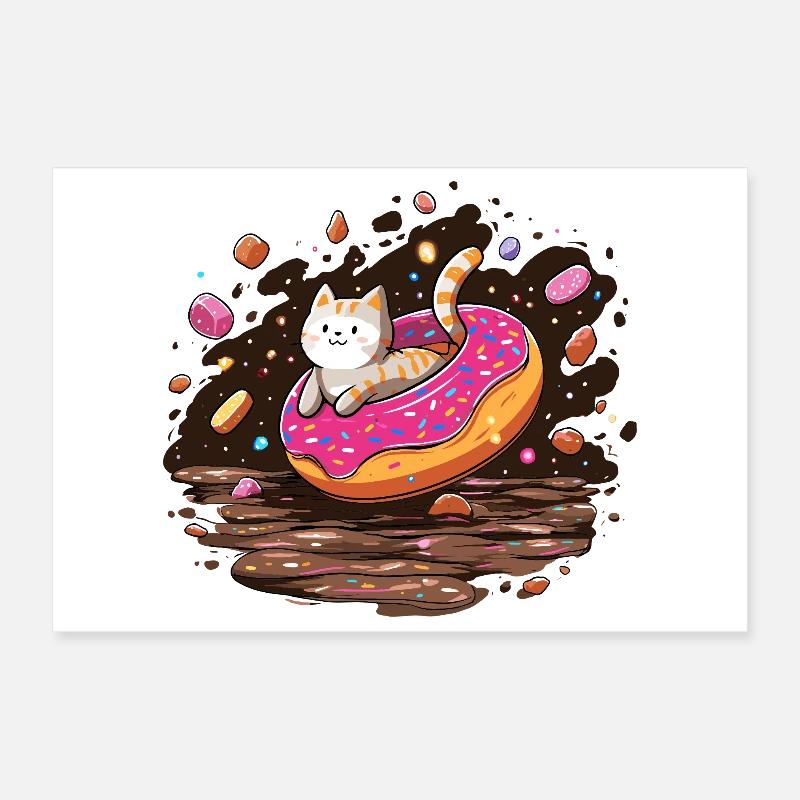 Donut pour chat avec des vermicelles Poster 30 x 20 cm