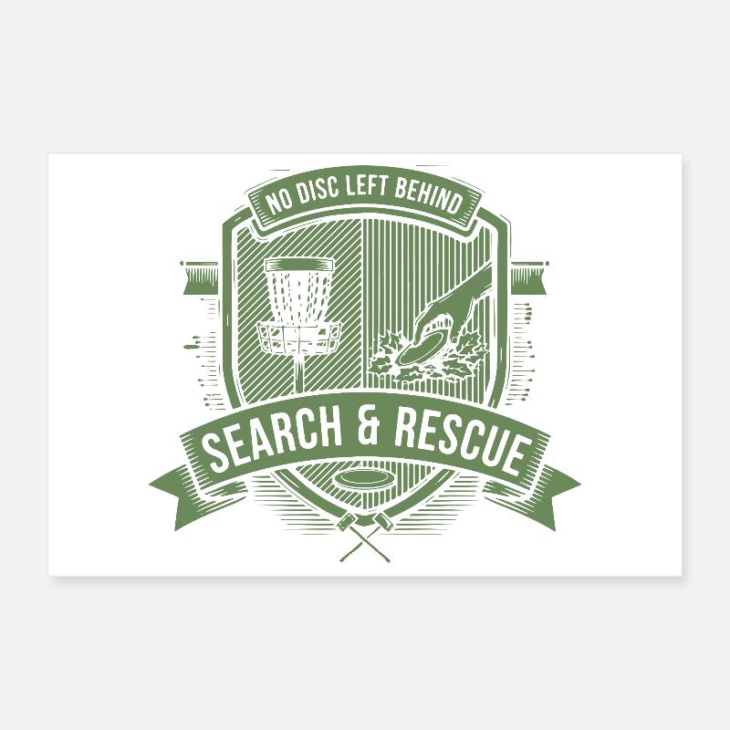 No Disc Left Behind Search And Rescue Disc Golf Poster 12" x 8" (30x20 cm)