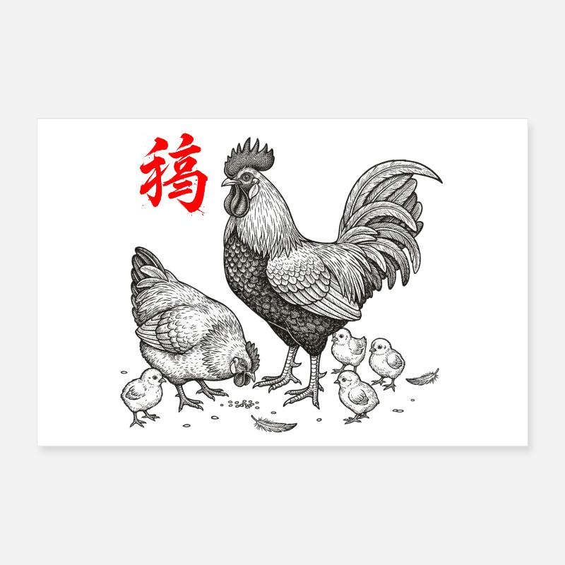 Élevage de poulets asiatiques Poster 30 x 20 cm